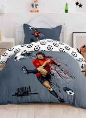 Kids Duvet Cover Set 3 Pcs - Football Print | 135x220cm | Microfiber | Cotton Home - Cotton Home