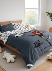 Kids Duvet Cover Set - 4 Pc - Foot Ball Player Print 160x220cm | Cotton Home - Cotton Home