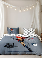 Kids Duvet Cover Set - 4 Pc - Foot Ball Player Print 160x220cm | Cotton Home - Cotton Home