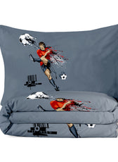 Kids Duvet Cover Set 3 Pcs - Football Print | 135x220cm | Microfiber | Cotton Home - Cotton Home