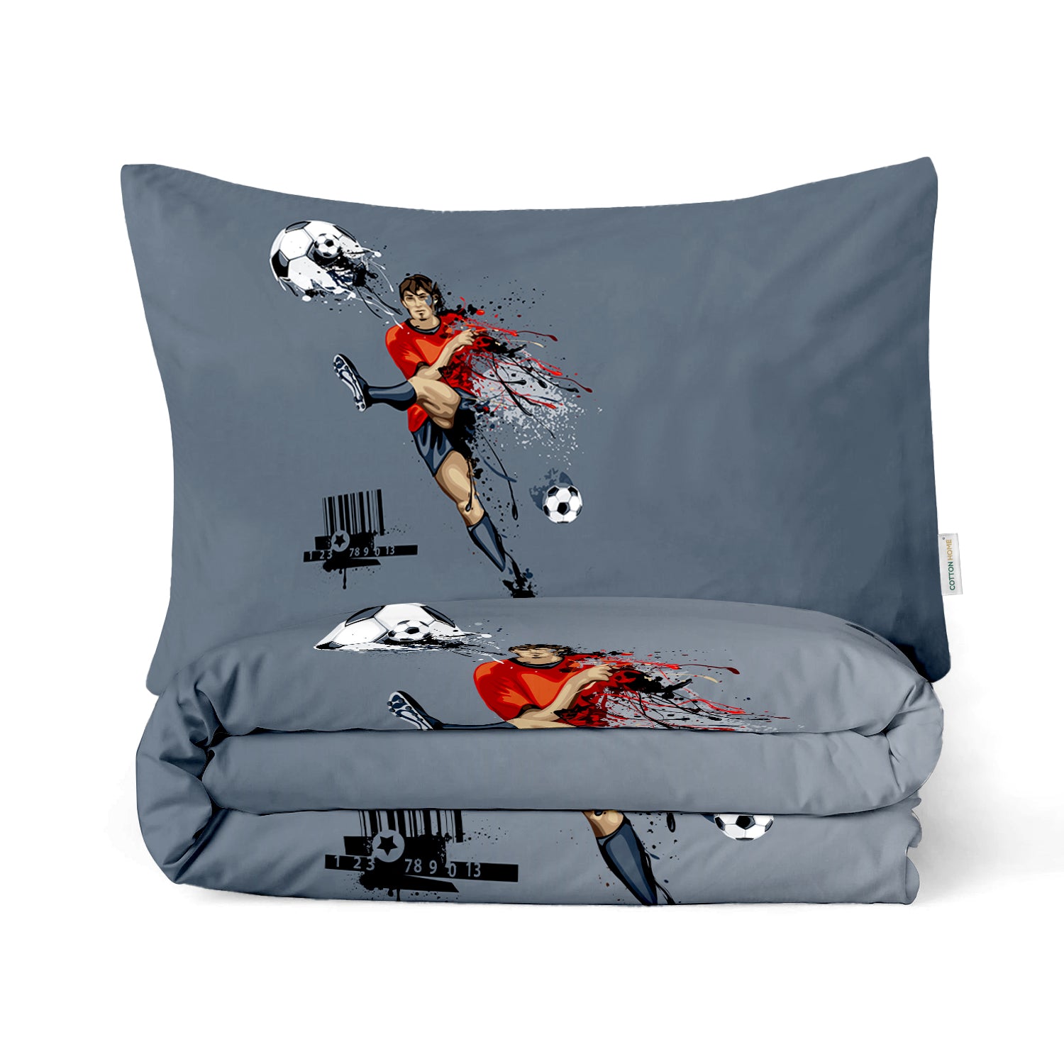 Kids Duvet Cover Set 3 Pcs - Football Print | 135x220cm | Microfiber | Cotton Home - Cotton Home