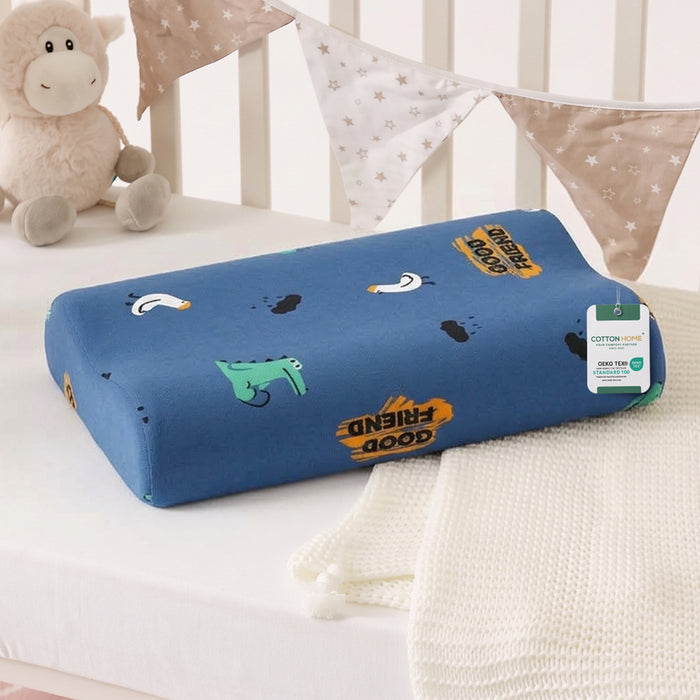 Snoozie Kids Contour Memory Foam Pillow 26x38 cm, Ergonomic Pillow for Children, Removable Cover Friend