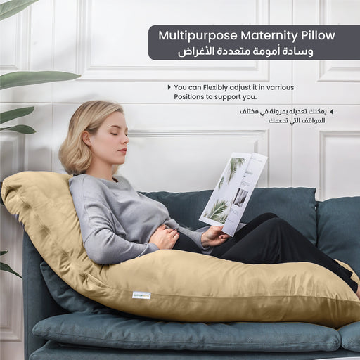 Serenity Velvet Pregnancy Pillow G-Shape Full Body Pillow  With Removable Cover - Cotton Home