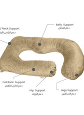 Serenity Velvet Pregnancy Pillow G-Shape Full Body Pillow  With Removable Cover Beige - Cotton Home