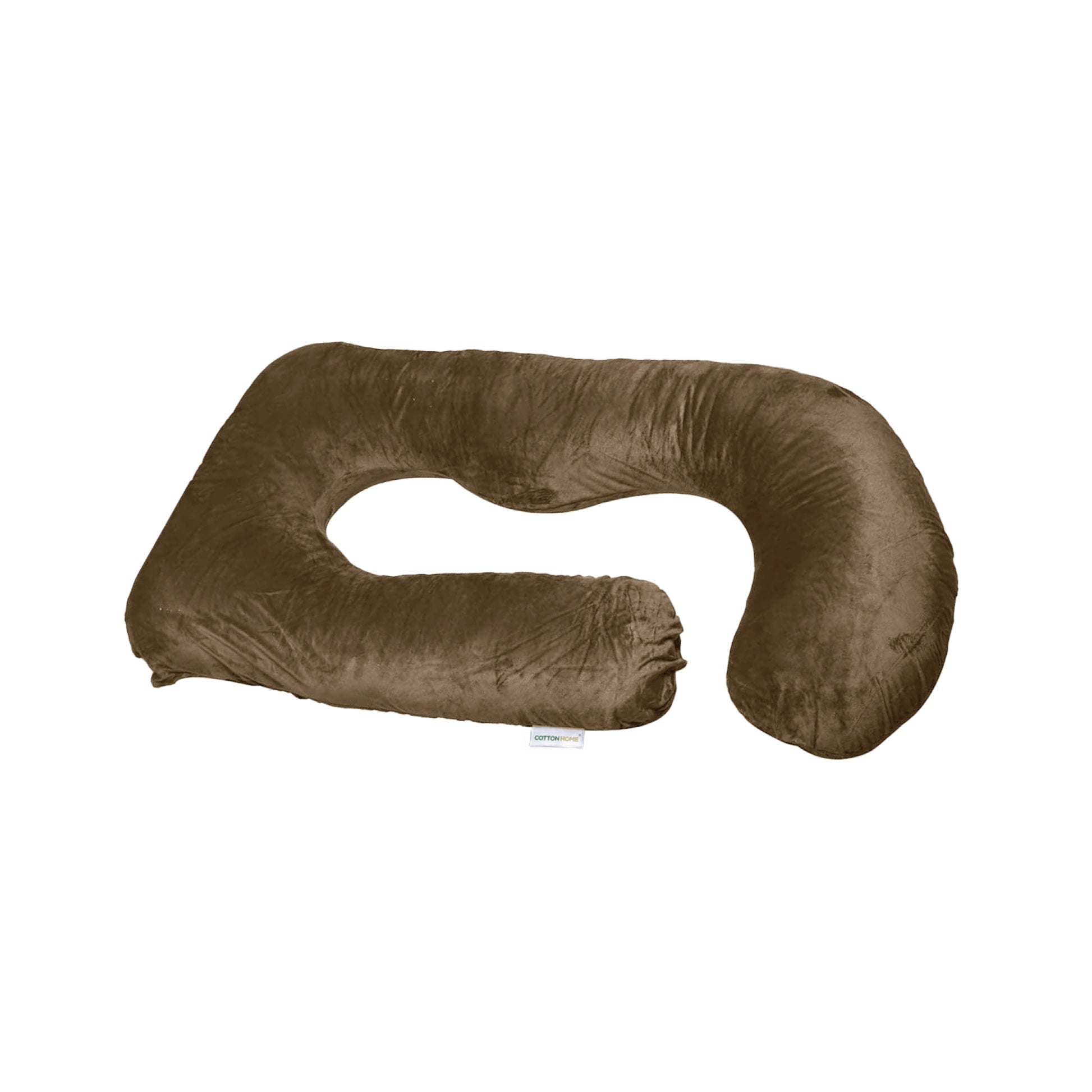 Serenity Velvet Pregnancy Pillow G-Shape Full Body Pillow With Removable Cover Brown
