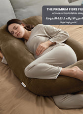 Serenity Velvet Pregnancy Pillow G-Shape Full Body Pillow With Removable Cover Brown