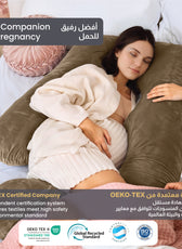 Serenity Velvet Pregnancy Pillow G-Shape Full Body Pillow With Removable Cover Brown