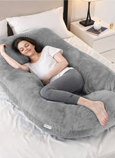 Serenity Velvet Pregnancy Pillow G-Shape Full Body Pillow  With Removable Cover - Cotton Home