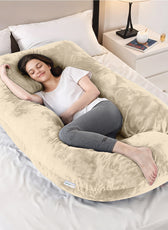 Serenity Velvet Pregnancy Pillow G-Shape Full Body Pillow  With Removable Cover Ivory - Cotton Home