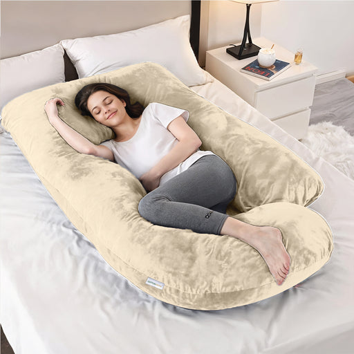 Serenity Velvet Pregnancy Pillow G-Shape Full Body Pillow  With Removable Cover - Cotton Home