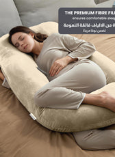 Serenity Velvet Pregnancy Pillow G-Shape Full Body Pillow  With Removable Cover Ivory - Cotton Home