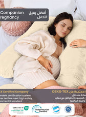 Serenity Velvet Pregnancy Pillow G-Shape Full Body Pillow  With Removable Cover Ivory - Cotton Home