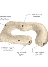 Serenity Velvet Pregnancy Pillow G-Shape Full Body Pillow  With Removable Cover Ivory - Cotton Home