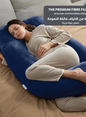 Serenity Velvet Pregnancy Pillow G-Shape Full Body Pillow  With Removable Cover Navy Blue - Cotton Home