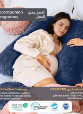 Serenity Velvet Pregnancy Pillow G-Shape Full Body Pillow  With Removable Cover Navy Blue - Cotton Home