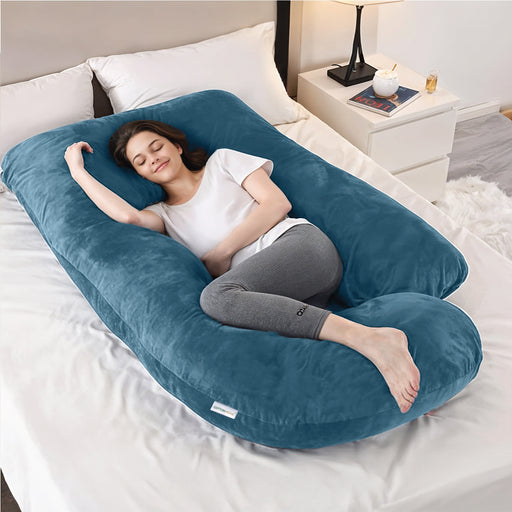 Serenity Velvet Pregnancy Pillow G-Shape Full Body Pillow  With Removable Cover - Cotton Home