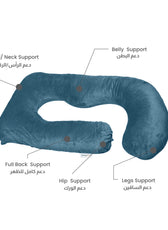 Serenity Velvet Pregnancy Pillow G-Shape Full Body Pillow  With Removable Cover Teal - Cotton Home