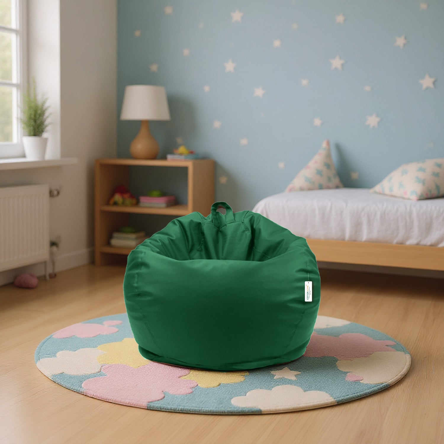 Kids Bean Bag Chair Premium PU Leather 50x80x80cm - Emerald Green