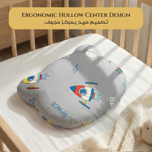 Memory Foam Baby Pillow Pack of 2  Soft Cotton Removable Cover 25x20 cm Grey