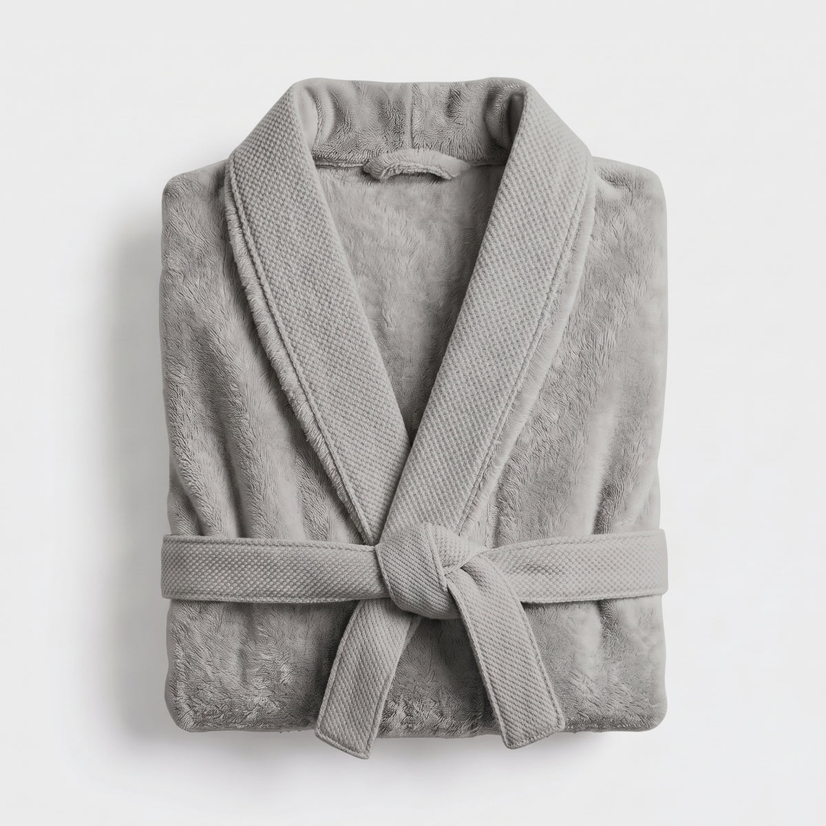 Plush Cotton Adult Bathrobe 100% Cotton Thick & Absorbent - Light Grey