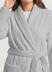 Plush Cotton Adult Bathrobe 100% Cotton Thick & Absorbent - Light Grey
