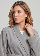 Plush Cotton Adult Bathrobe 100% Cotton Thick & Absorbent - Light Grey