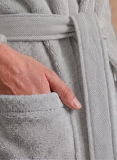 Plush Cotton Adult Bathrobe 100% Cotton Thick & Absorbent - Light Grey