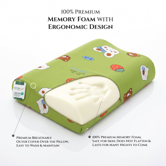 Kids Contour Memory Foam Pillows - Good Luck (26x38cm)