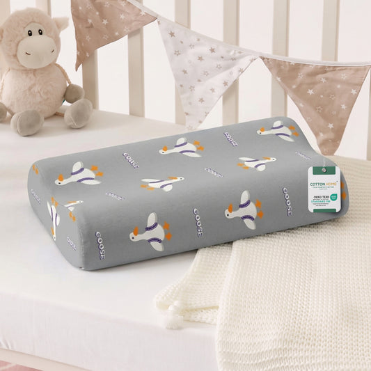 Snoozie Kids Contour Memory Foam Pillow 26x38 cm, Ergonomic Pillow for Children, Removable Cover Goose