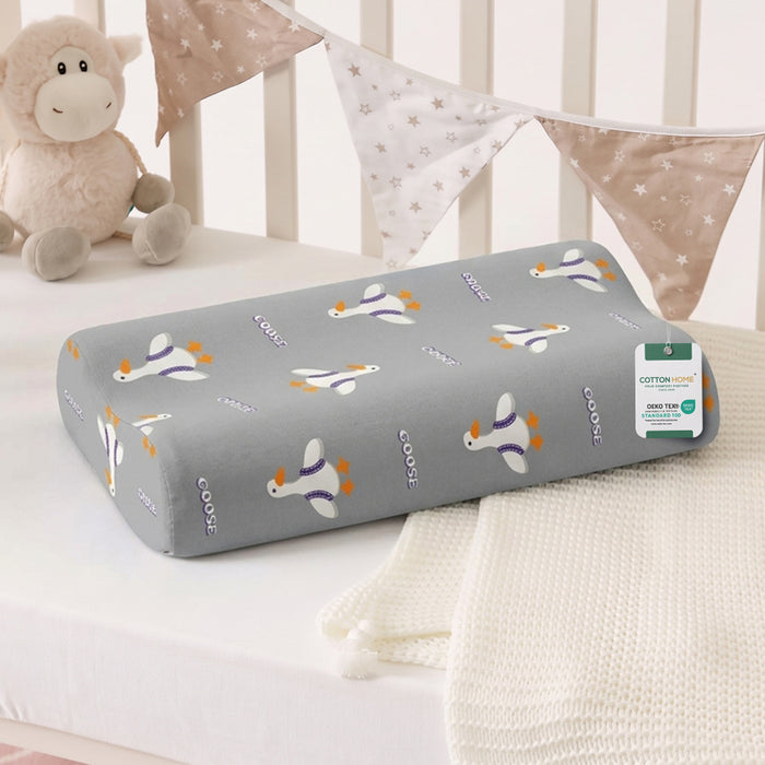 Snoozie Kids Contour Memory Foam Pillow 26x38 cm, Ergonomic Pillow for Children, Removable Cover Goose