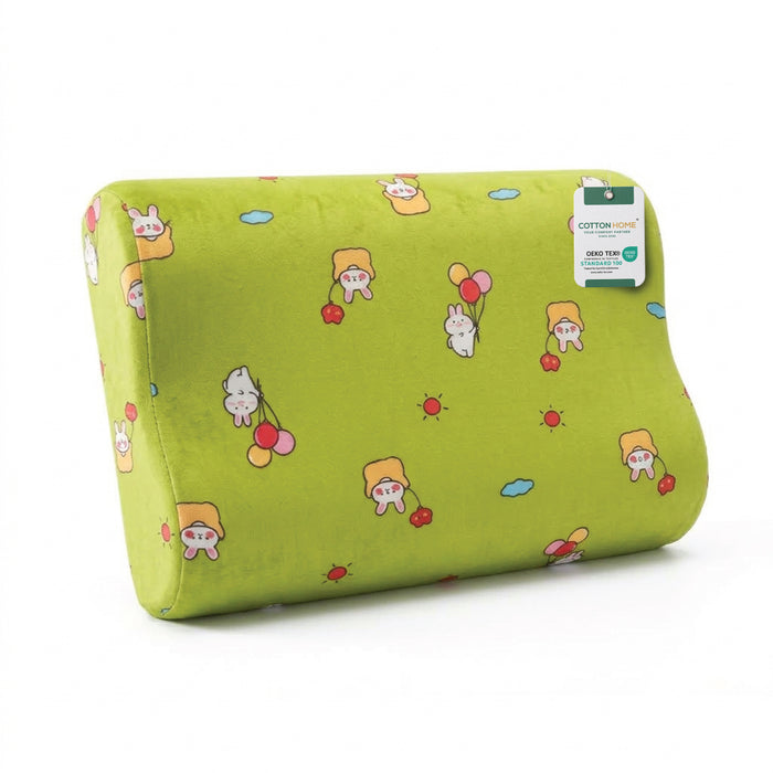 Kids Contour Memory Foam Pillows - Green Rabbit (26x38cm)