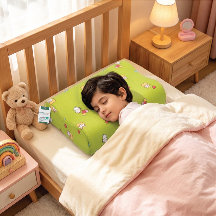 Kids Contour Memory Foam Pillows - Green Rabbit (26x38cm)