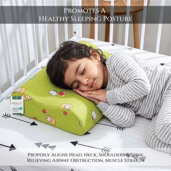 Kids Contour Memory Foam Pillows - Green Rabbit (26x38cm)