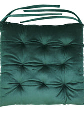 Velvet Slip Free Tufted  Chair Cushion Green 40x40cm - Cotton Home