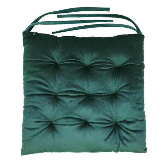 Velvet Slip Free Tufted  Chair Cushion Green 40x40cm - Cotton Home
