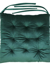 Velvet Slip Free Tufted  Chair Cushion Green 40x40cm - Pack of 4 - Cotton Home