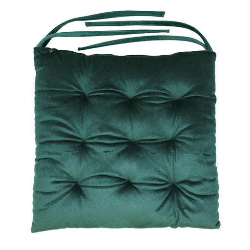 Velvet Slip Free Tufted  Chair Cushion Green 40x40cm - Pack of 4 - Cotton Home