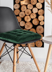 Velvet Slip Free Tufted  Chair Cushion Green 40x40cm - Pack of 2 - Cotton Home