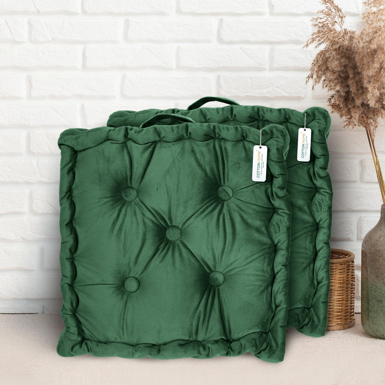 Serenity Velvet Multipurpose Seat Cushion 40x40cm  Pack of 2  Square Shape Seating - Cotton Home