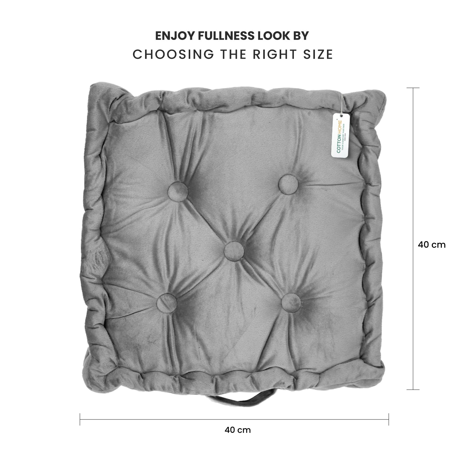 Serenity Velvet Multipurpose Seat Cushion 40x40cm  Pack of 2  Square Shape Seating - Cotton Home