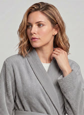Plush Cotton Adult Bathrobe 100% Cotton Thick & Absorbent - Light Grey