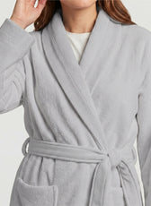 Plush Cotton Adult Bathrobe 100% Cotton Thick & Absorbent - Light Grey