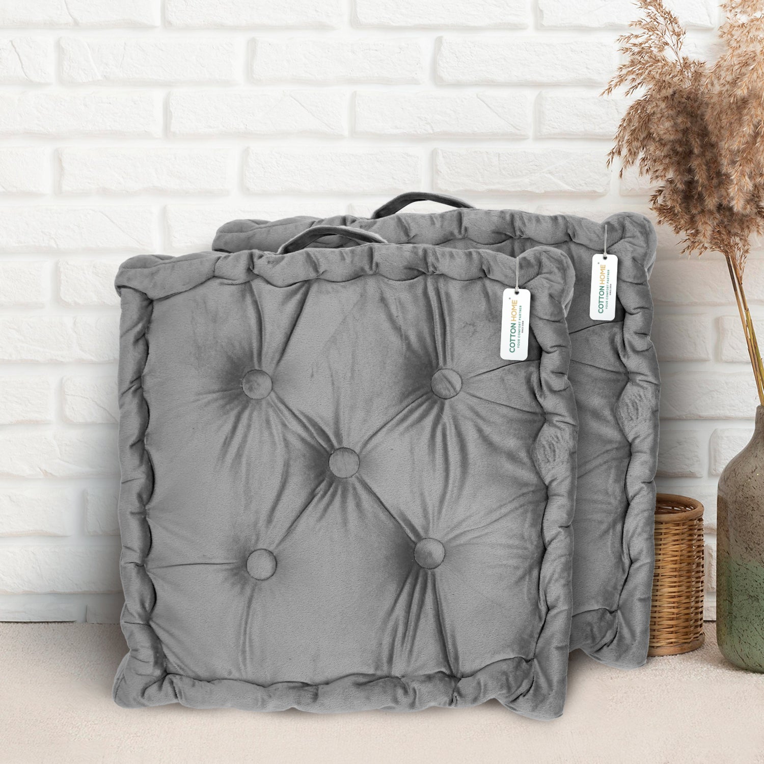 Serenity Velvet Multipurpose Seat Cushion 40x40cm  Pack of 2  Square Shape Seating - Cotton Home