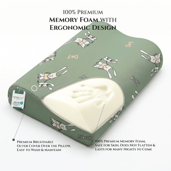 Kids Contour Memory Foam Pillows - Happy Day (26x38cm)