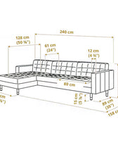 Serenova 3- Seater Chaise Longue Sofa  Navy Blue