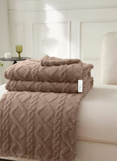 Premium Jacquard Blanket Double Size 220x240 Coffee Color - Cotton Home