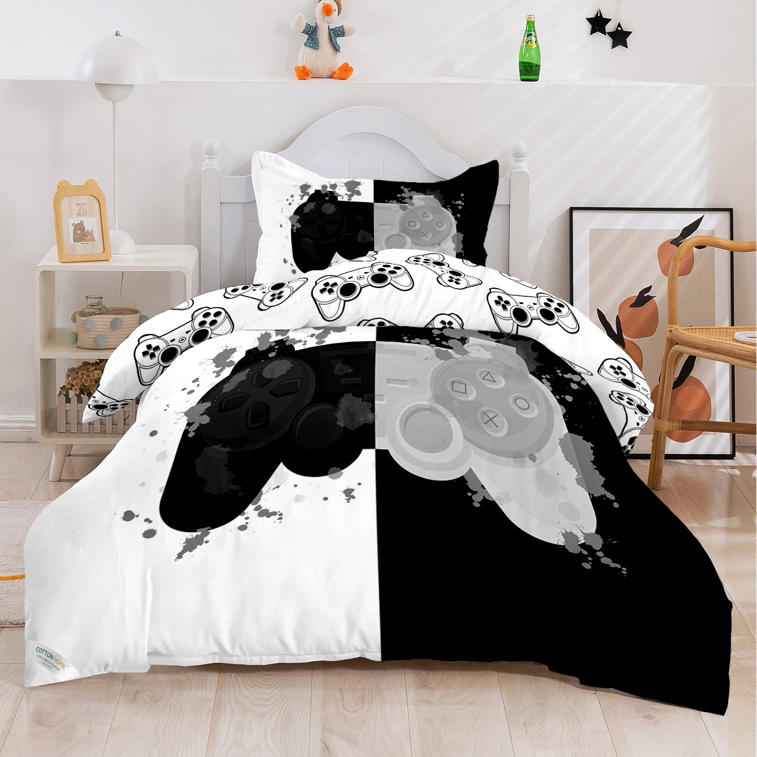 Kids Duvet Cover Set 3 Pcs - Joystick Print | 135x220cm | Microfiber | Cotton Home - Cotton Home