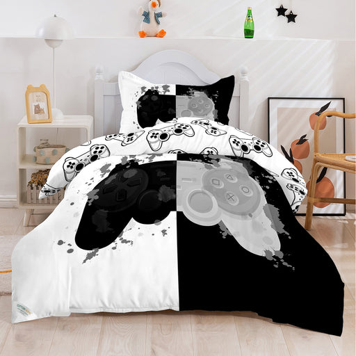 Kids Duvet Cover Set 3 Pcs - Joystick Print | 135x220cm | Microfiber | Cotton Home - Cotton Home