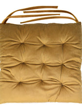 Velvet Slip Free Tufted  Chair Cushion Khaki 40x40cm - Pack of 2 - Cotton Home