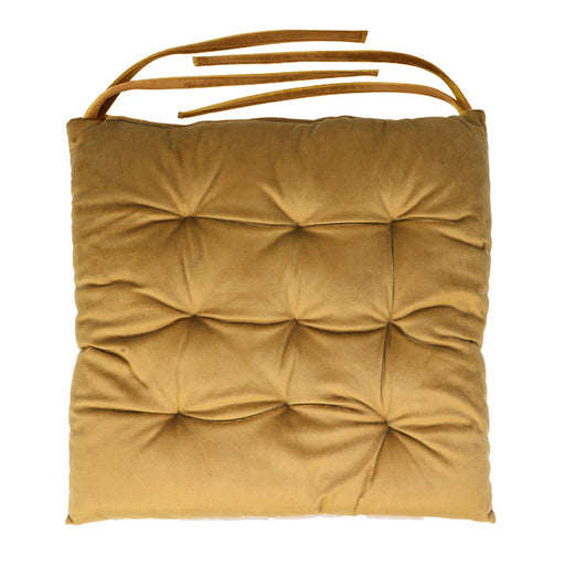Velvet Slip Free Tufted  Chair Cushion Khaki 40x40cm - Pack of 2 - Cotton Home